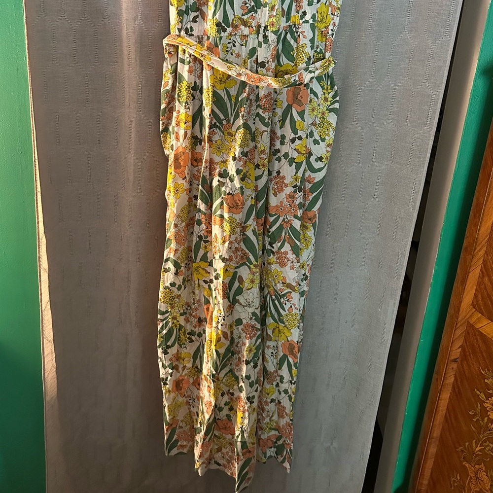 Lane Bryant Smocked-Neck Wide Leg Floral Jumpsuit - Picture 9 of 11